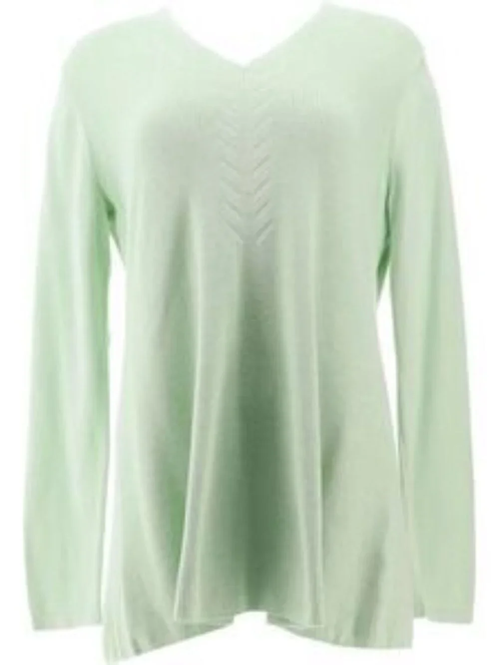 Isaac Mizrahi Live! V-Neck Shaker Stitch Swing Sweater